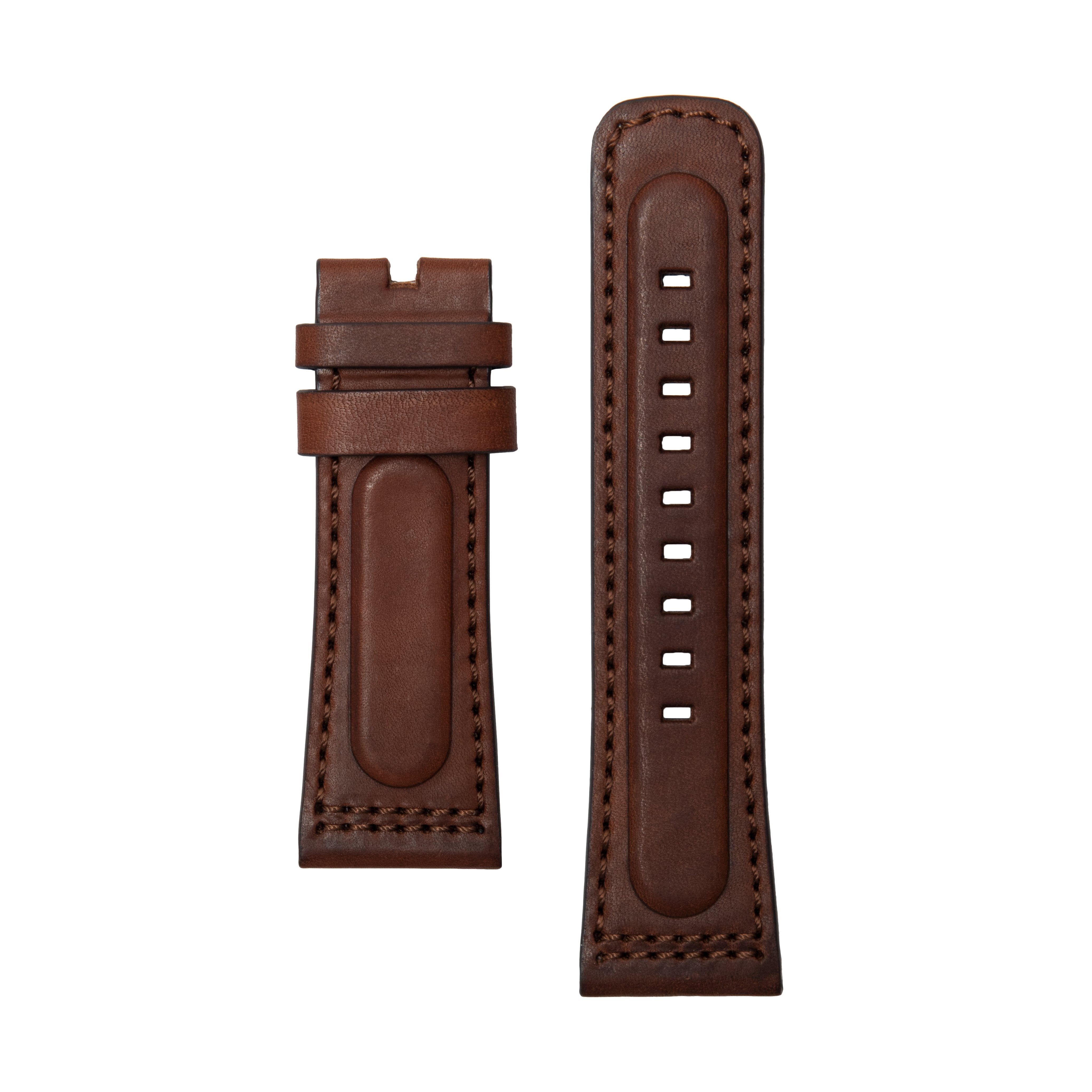 STRAP, LEATHER, BROWN WITH PADDING AND BROWN STITCHING (M2B/01)